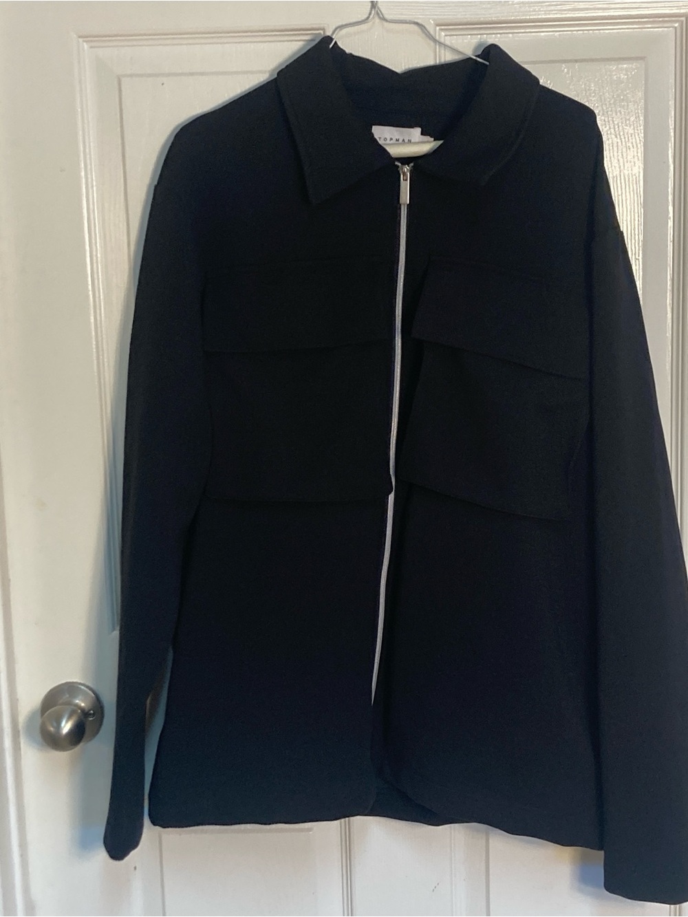 Topman Black Zip-Front Utility Jacket